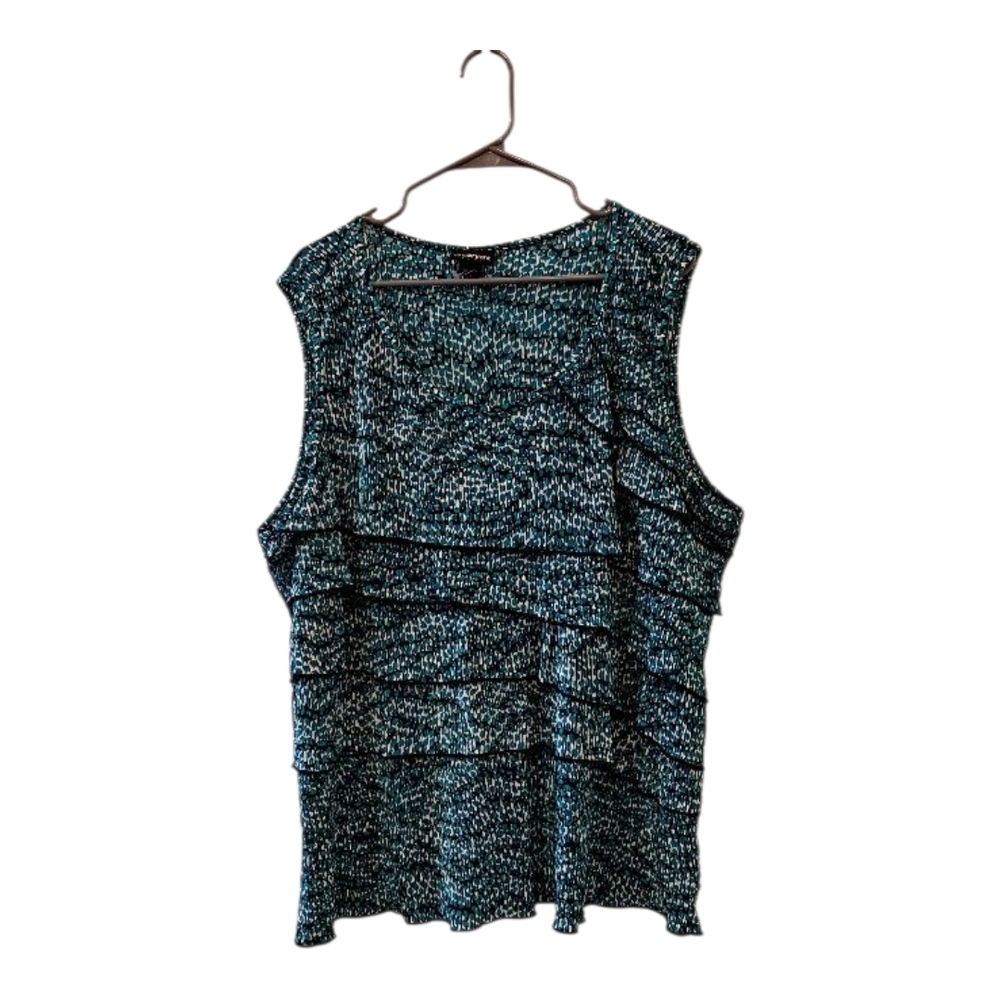 Lane Bryant  Sleeveless top blouse green black  and White Textured size 22/24W
